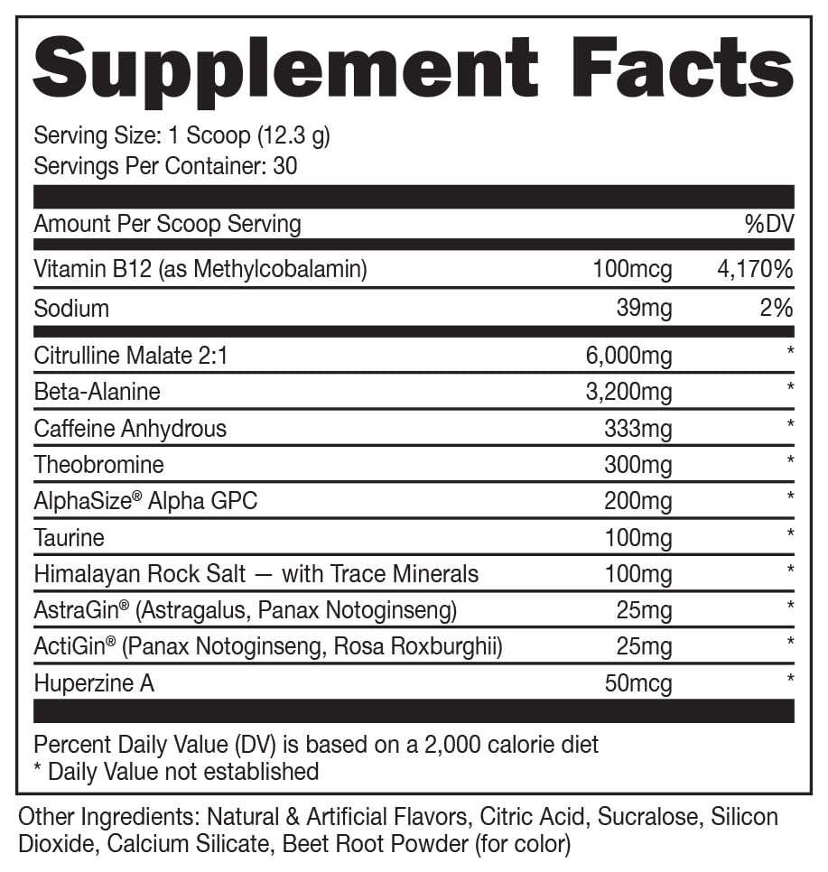 Bucked Up - Woke - HIGH STIM Pre Workout - Best Tasting - Focus Nootropic, Pump, Strength and Growth, 30 Servings (Strawberry Kiwi) Nirvana Guru