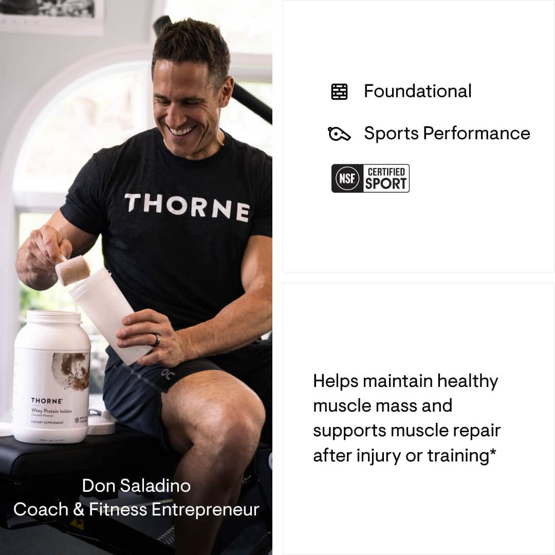 THORNE - Whey Protein Isolate - 21 Grams of Easy-to-Digest Whey Protein Powder - NSF Certified for Sport - Vanilla - 29.5 Ounces - 30 Servings - Nirvana Guru