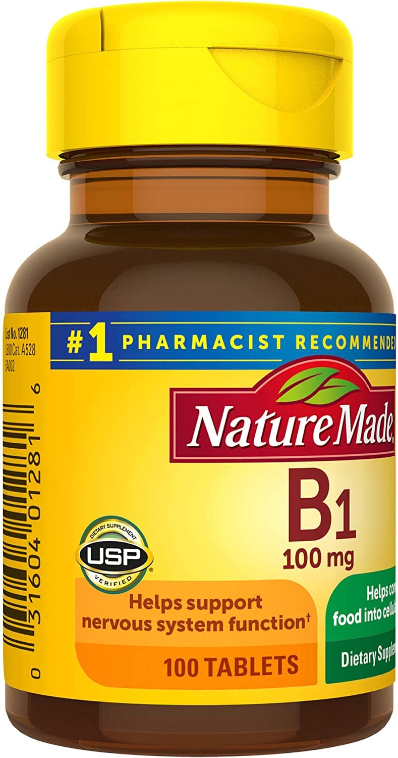 Nature Made Vitamin B1 100 mg, Dietary Supplement for Energy Metabolism Support, 100 Tablets, 100 Day Supply - Nirvana Guru