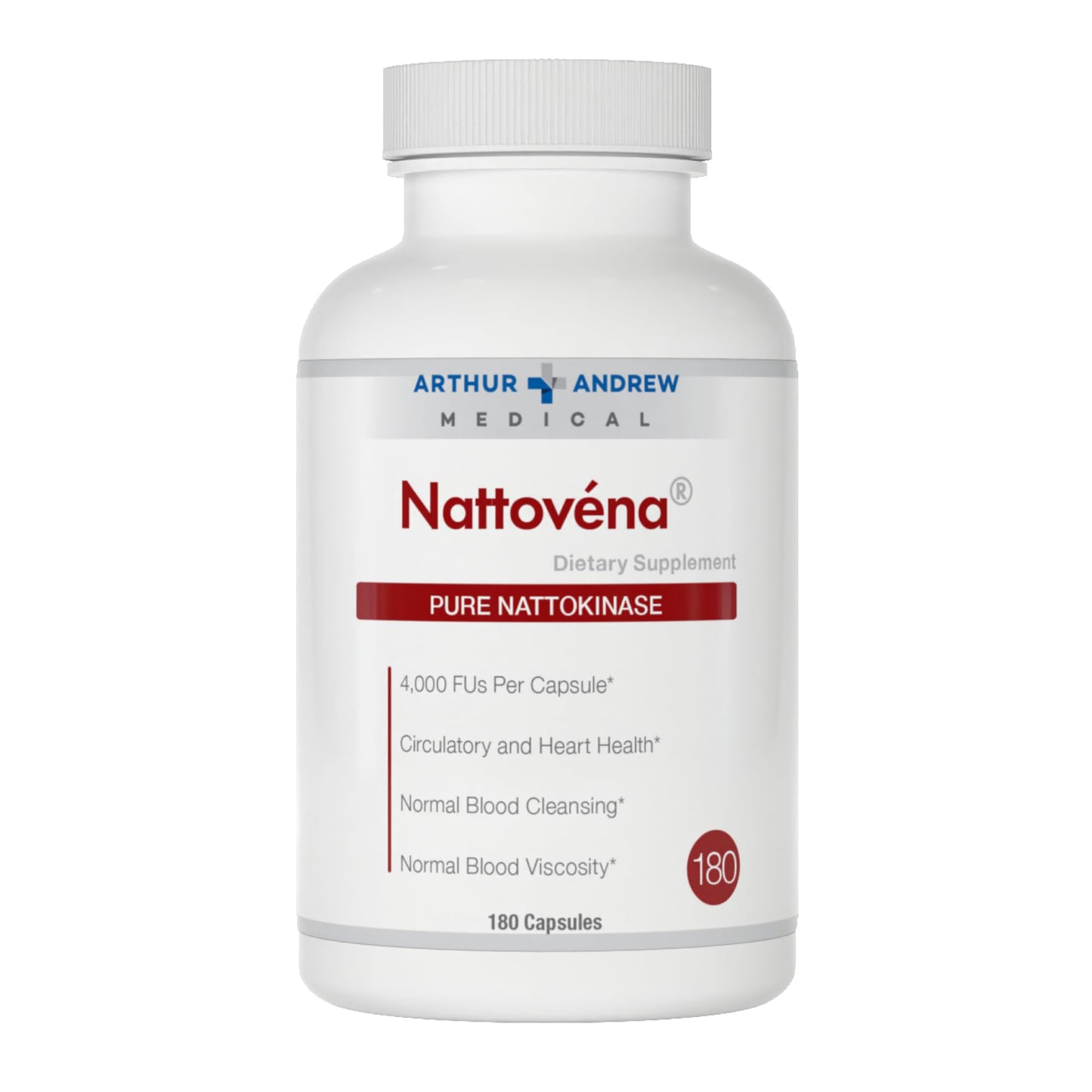 Arthur Andrew Medical, Nattovena, Pure Nattokinase Supplement, Double Strength 4,000 FUs per Capsule, 180 Nirvana Guru