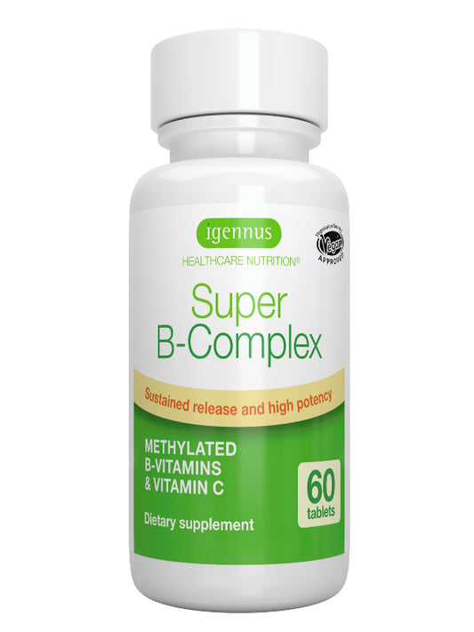 Igennus Super B-Complex Methylated B-Vitamins, Sustained Release, Clean Label, High Strength, with Methylfolate & B12 Methylcobalamin, Vegan, Lab Verified, 60 Small Tablets Nirvana Guru