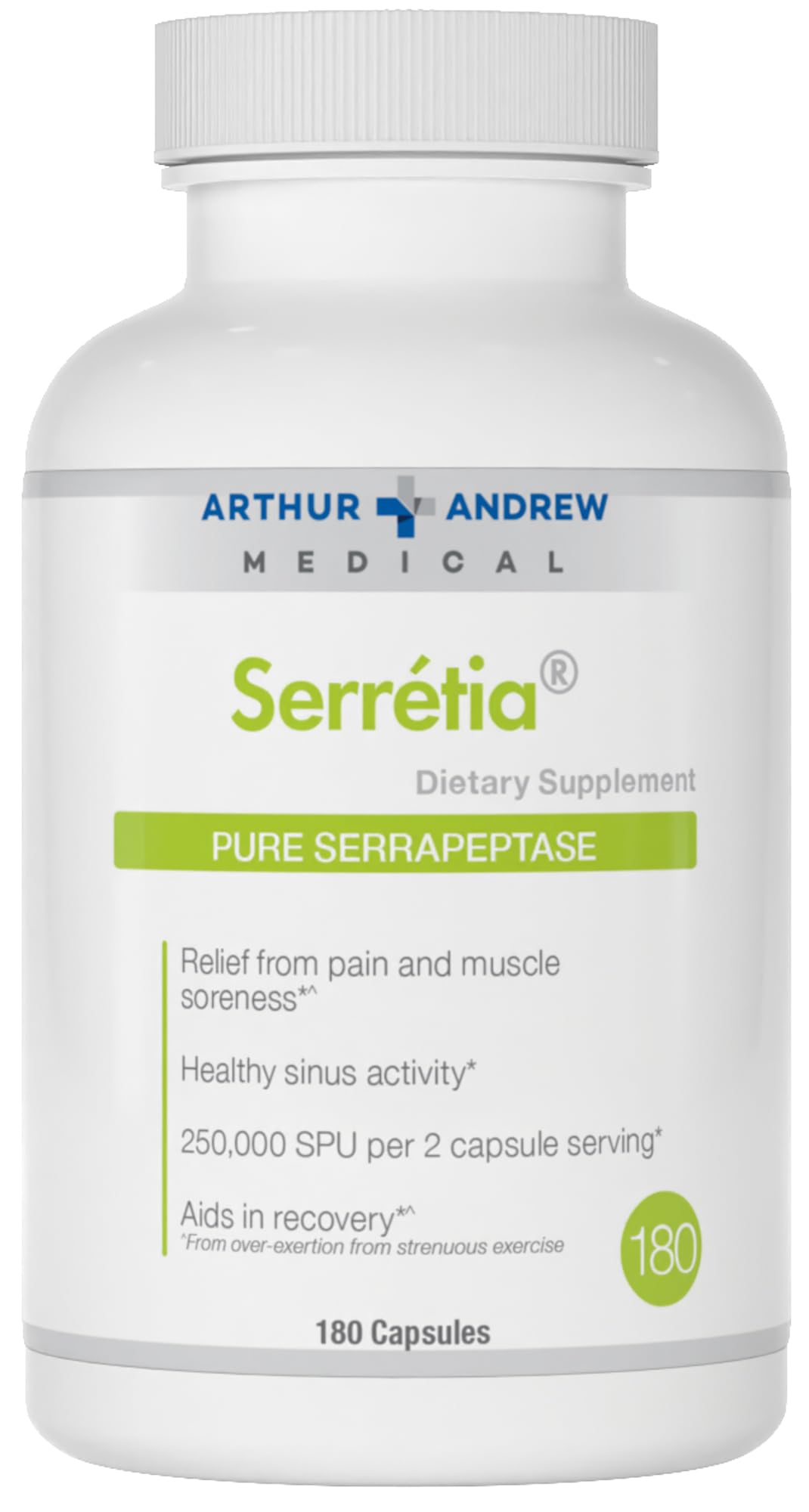 Arthur Andrew Medical, Serretia, Serrapeptase Formula for Muscle and Sinus Support, 90 Capsules Nirvana Guru