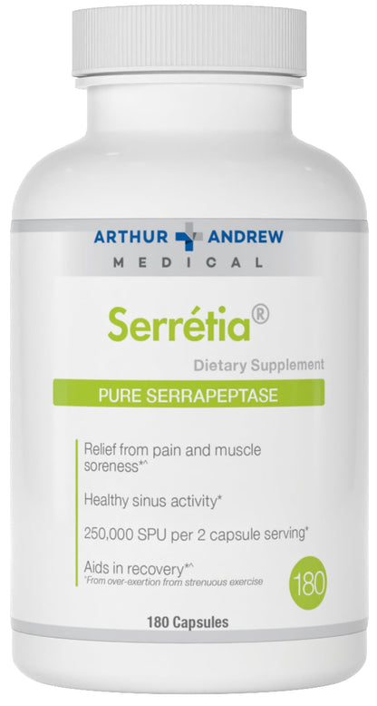 Arthur Andrew Medical, Serretia, Serrapeptase Formula for Muscle and Sinus Support, 90 Capsules Nirvana Guru