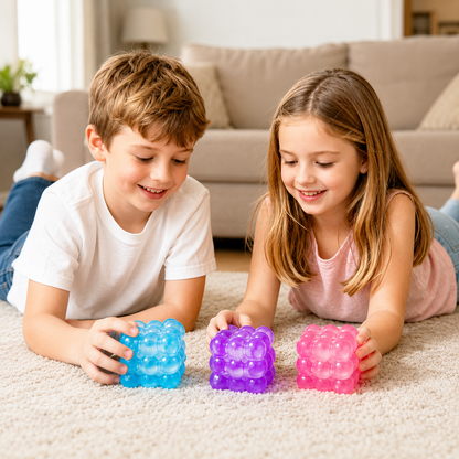 Squishy Stress Cube, High Density Stress Cube Fidget Toys, Slow Rising Sensory Stress Balls for Autism, Kids and Adults, Sugar Squishy Toys for Classroom Prizes, Cube Squishy for Party Favors (Blue)