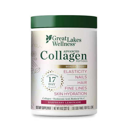 Great Lakes Wellness Collagen Peptides Powder for Skin, Hair, Nails, Joints & Digestion - Unflavored - Quick Dissolve Hydrolyzed, Non-GMO, Keto, Kosher - 16oz