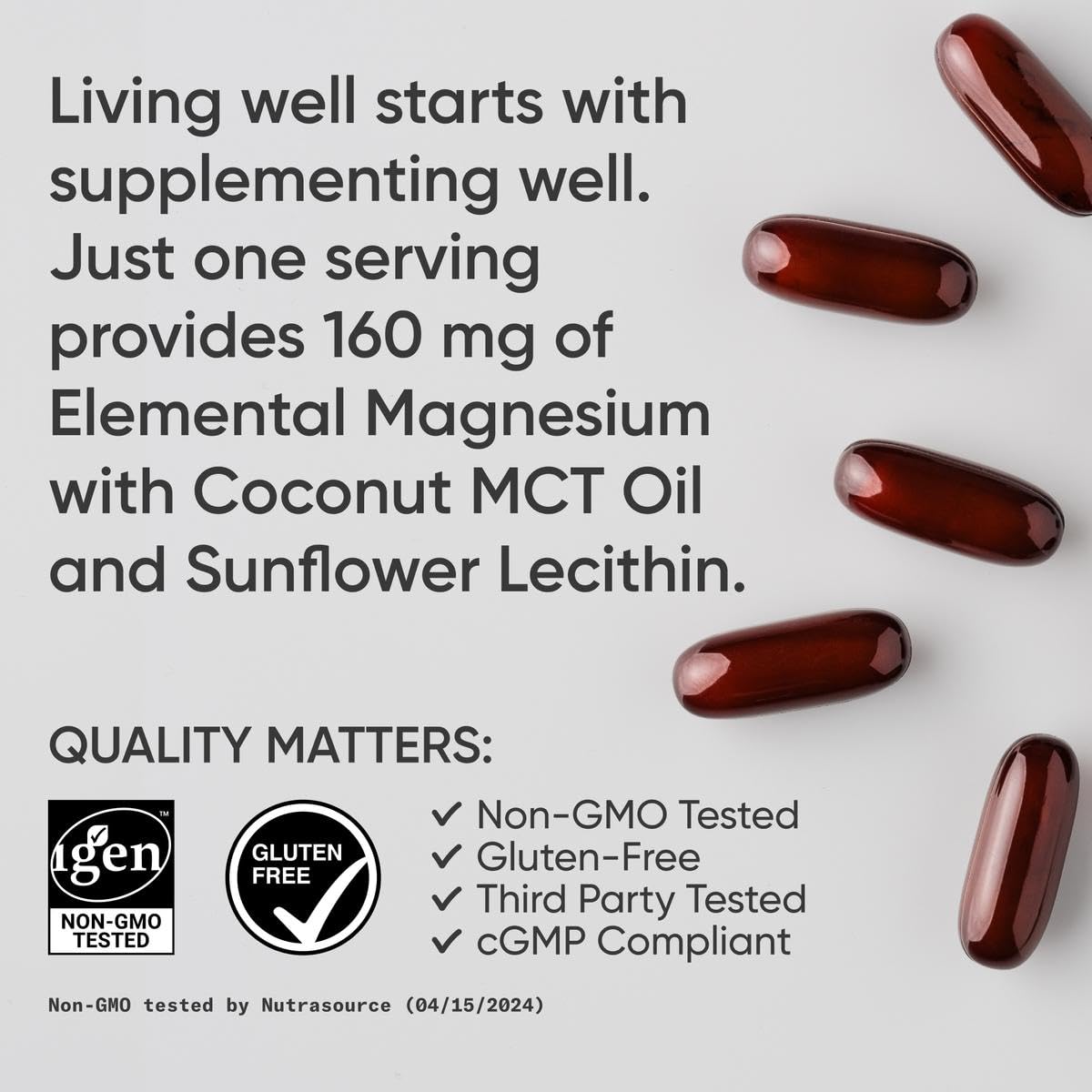 Sports Research® Magnesium Glycinate - Supports Restful Sleep & Enzymatic Processes - 160 mg Chelated Magnesium - Vegan Capsule - 90 Count - Nirvana Guru