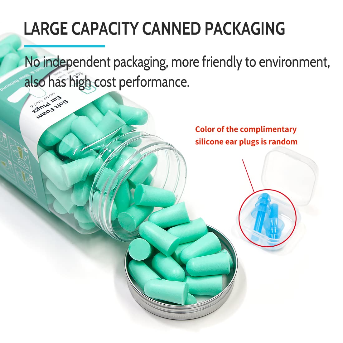 LYSIAN Ultra Soft Foam Earplugs Sleep, Noise Cancelling Ear Plugs for Sleeping, Shooting,Travel and Work-38dB SNR 31dB NRR Sound Blocking-60 Pairs Pack (Lake Blue)