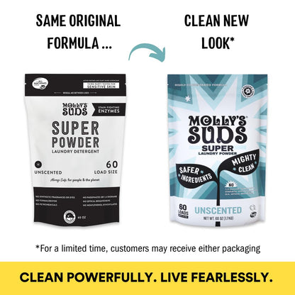 Molly's Suds Super Powder Detergent | Extra Strength Laundry Soap, Stain Fighting | Sensitive Skin | Simple, Effective Ingredients | 60 Loads - Lavender