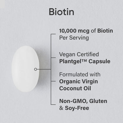 Sports Research Extra Strength Vegan Biotin (Vitamin B) Supplement with Organic Coconut Oil - Supports Keratin for Healthier Hair & Skin - Great for Women & Men - 5,000mcg, 120 Veggie Softgel Capsules - Nirvana Guru