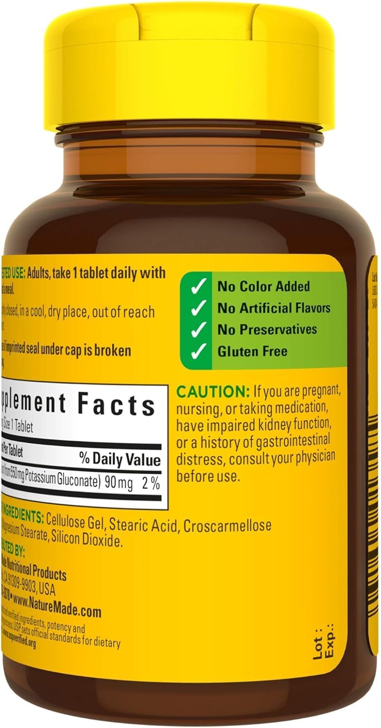 Nature Made Potassium Gluconate 550mg, 100 tablets - Nirvana Guru