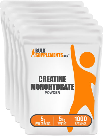 BulkSupplements.com Creatine Monohydrate Powder - Creatine Supplement, Micronized Creatine, Creatine Powder - Unflavored & Gluten Free, 5g (5000mg) per Servings, 500g (1.1 lbs) (Pack of 1)