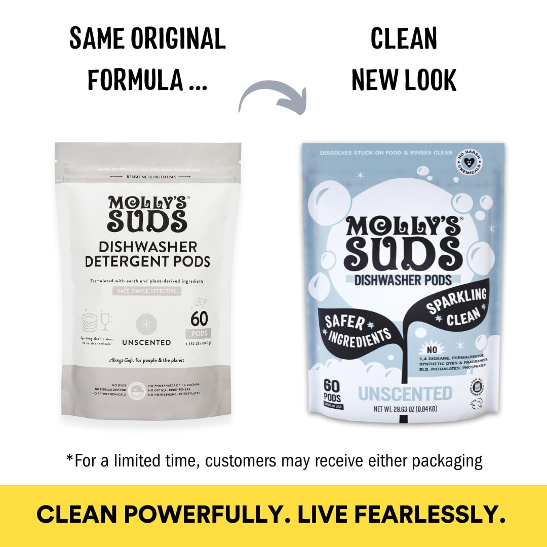 Molly's Suds Dishwasher Pods | Clean Dishwasher Detergent, Cuts Grease & Rinses Clean (Residue-Free) for Sparkling Dishes | 60 Auto-Release Tabs (Citrus) Nirvana Guru