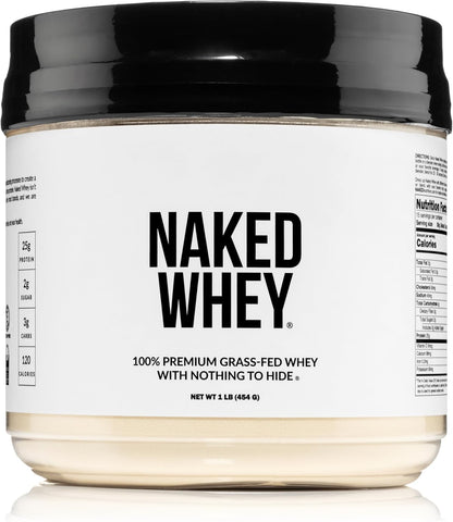 NAKED Whey Vanilla Protein Powder - Only 3 Ingredients - Grass Fed Whey Protein Powder, Vanilla Flavor, and Organic Coconut Sugar, No GMO, No Soy, and Gluten Free - 24 Servings