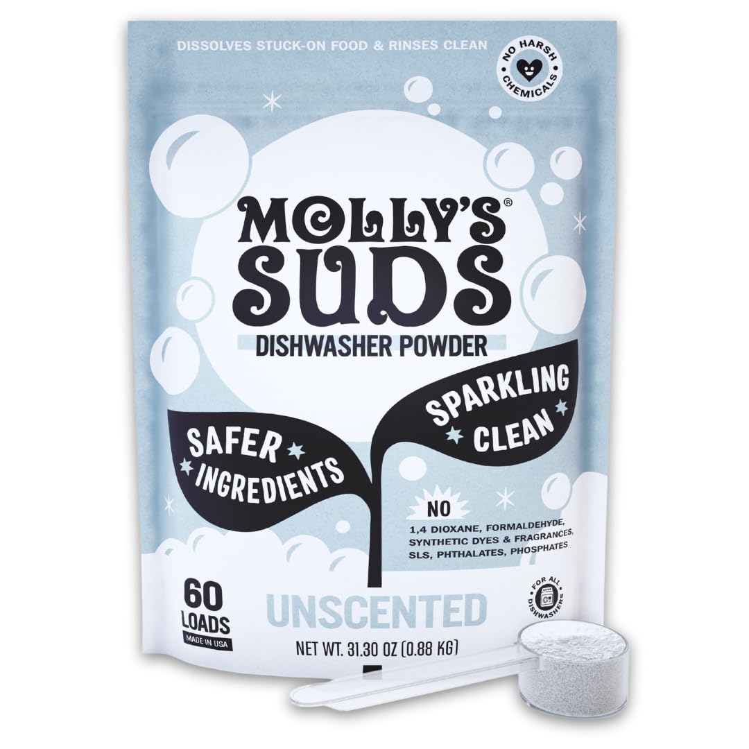 Molly's Suds Dishwasher Pods | Clean Dishwasher Detergent, Cuts Grease & Rinses Clean (Residue-Free) for Sparkling Dishes | 60 Auto-Release Tabs (Citrus) Nirvana Guru