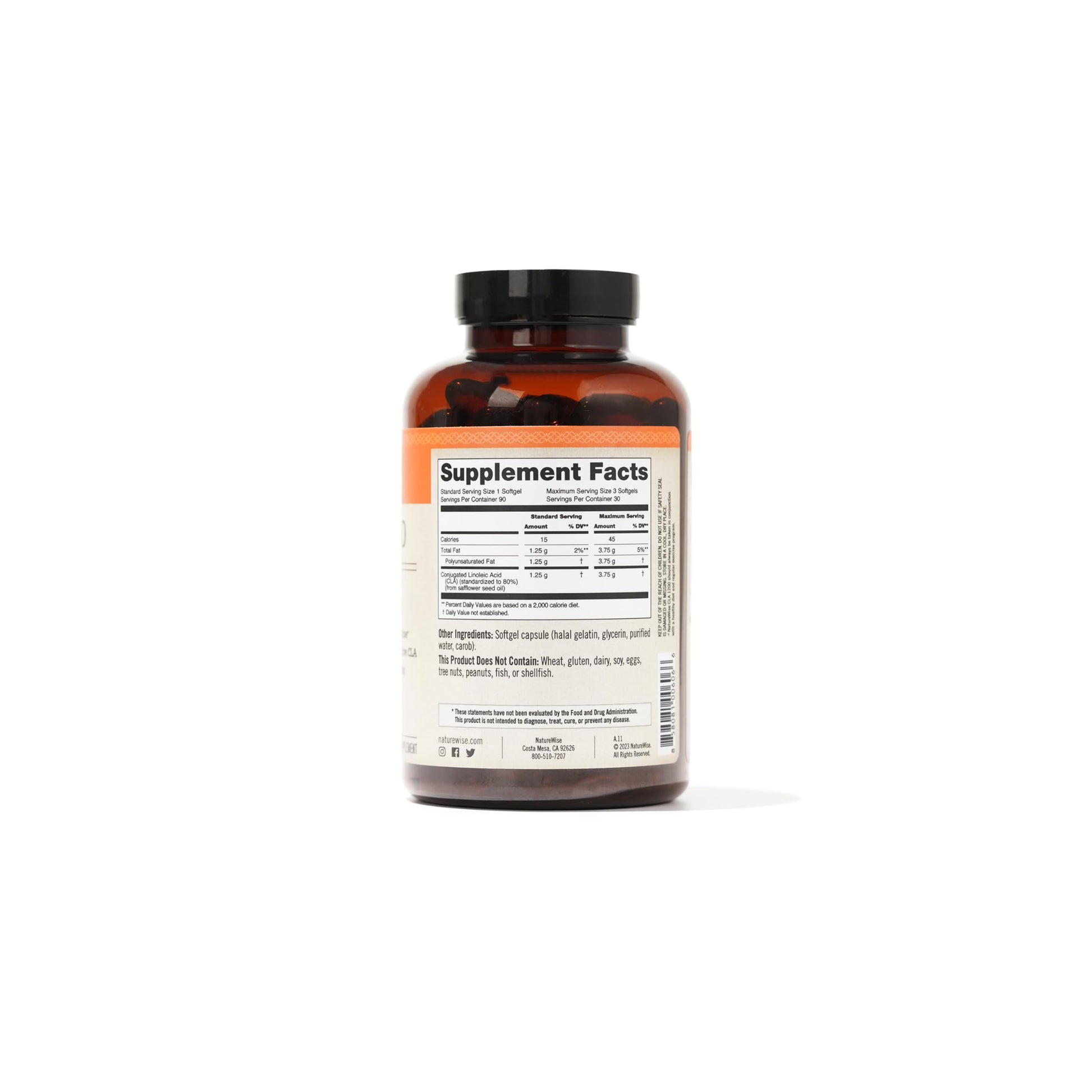 NatureWise CLA 1300 - 95% Active Conjugated Linoleic Acid for Women and Men, Not Stimulating, Supports Weight & Fitness Goals - Non-GMO, Gluten Free - 180 Softgels[2-Month Supply] - Nirvana Guru