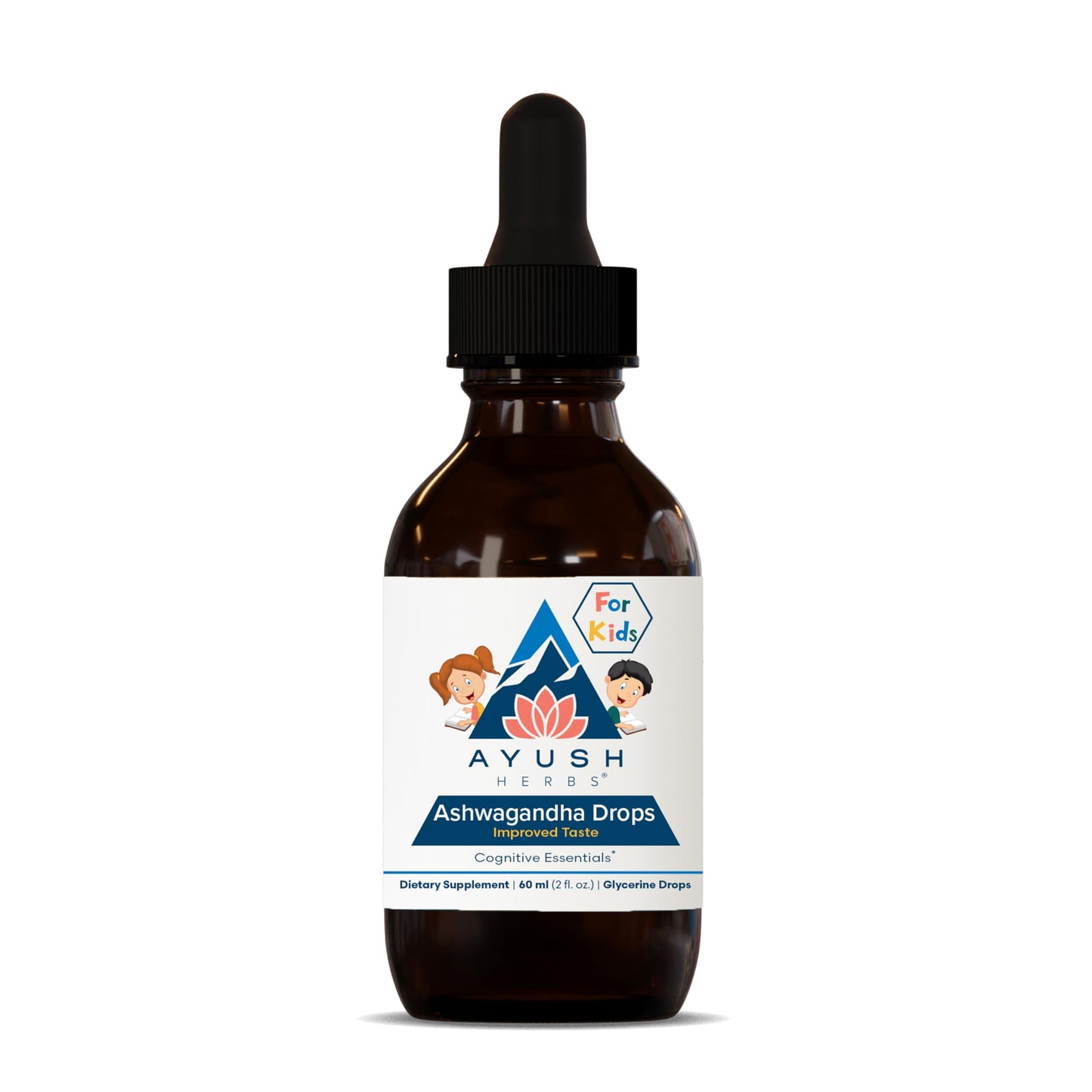 Ayush Herbs Ashwagandha Drops - Ashwagandha Alcohol-Free Drops for Adults, Calming Daily Supplement for Focus & Attention with Organic Ashwagandha, Lemon Flavor - 2 Fl Oz (80 Servings) Nirvana Guru