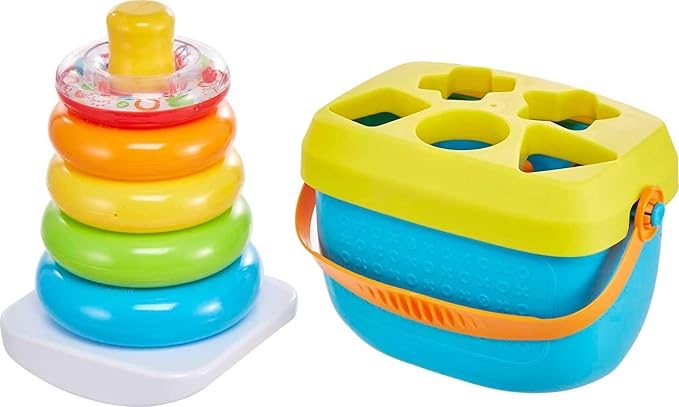 Fisher-Price Infant Toy Set, Baby’s First Blocks (10 Shapes) and Rock-a-Stack Ring Stacking Activity for Ages 6+ Months nirvanaguru