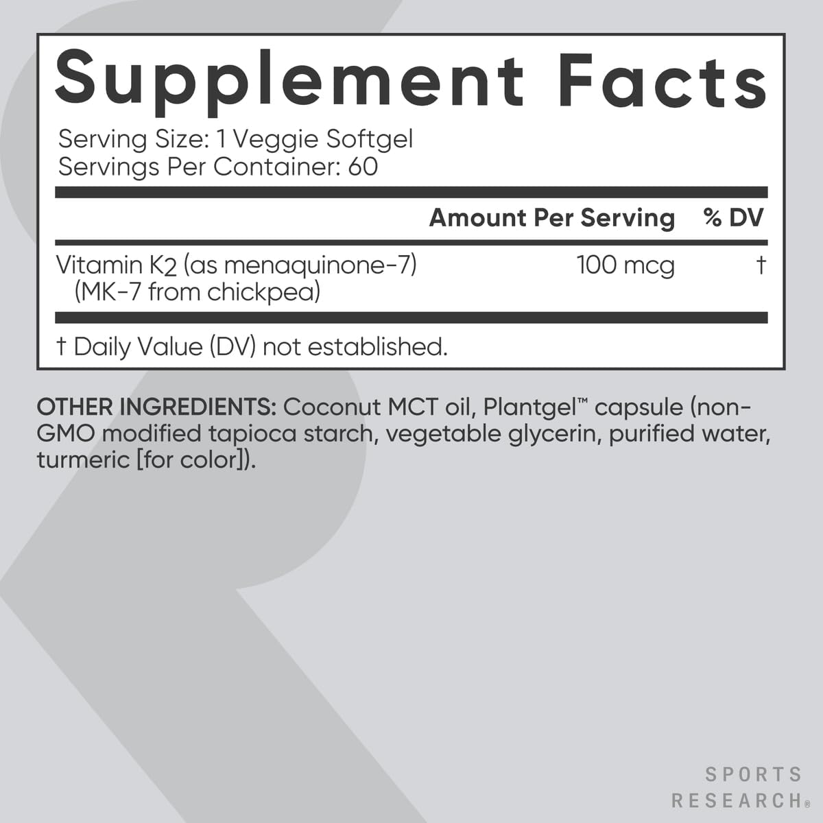 Sports Research Vitamin K2 as MK7 with Organic Coconut MCT Oil - Nirvana Guru