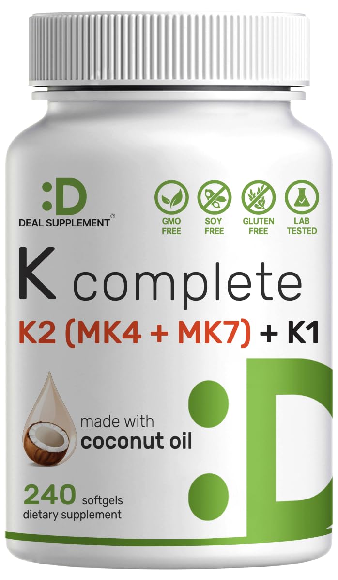 DEAL SUPPLEMENT Vitamin K2 MK-7 200mcg Per Serving, 240 Coconut Oil Softgels | Easily Absorbed Menaquinone-7 Form | Bone, Joint, & Immune Support – Non-GMO Nirvana Guru