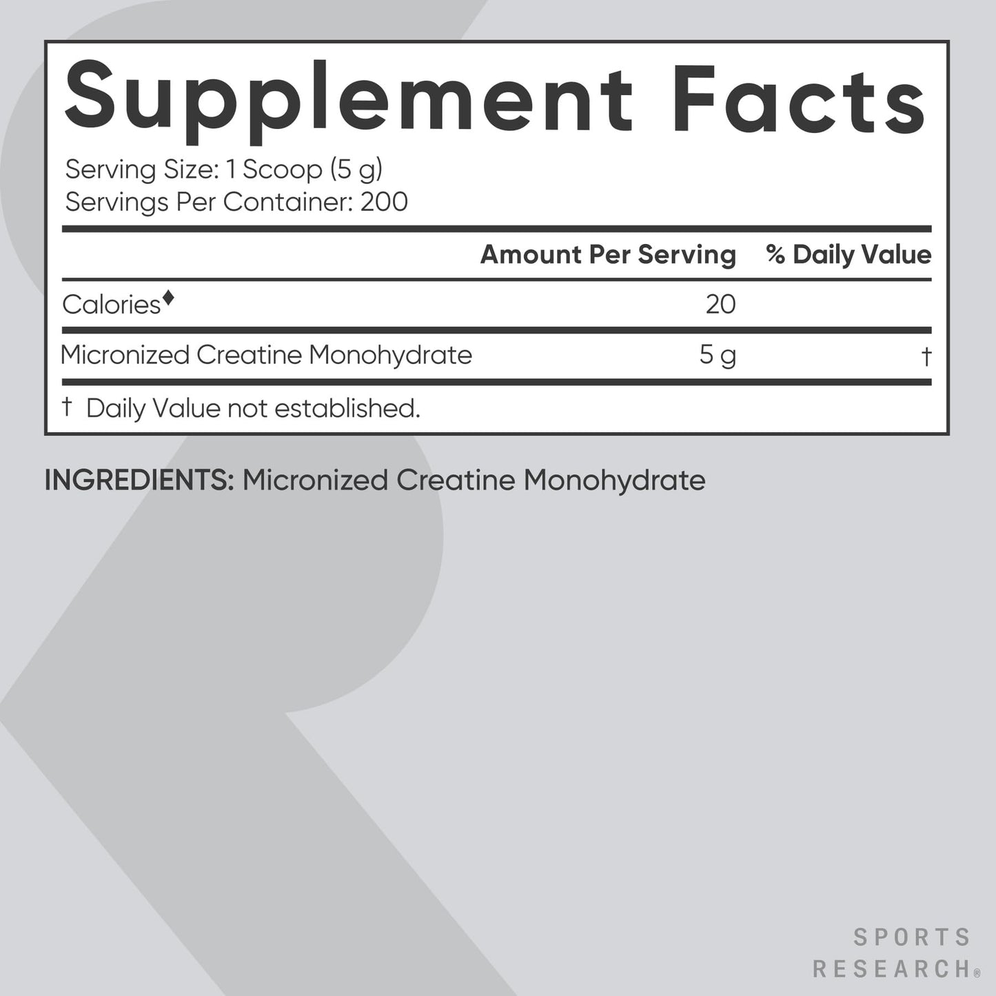 Sports Research Creatine Monohydrate - Gain Lean Muscle, Improve Performance and Strength and Support Workout Recovery - 5 g Micronized Creatine - 1.1LBS - Nirvana Guru