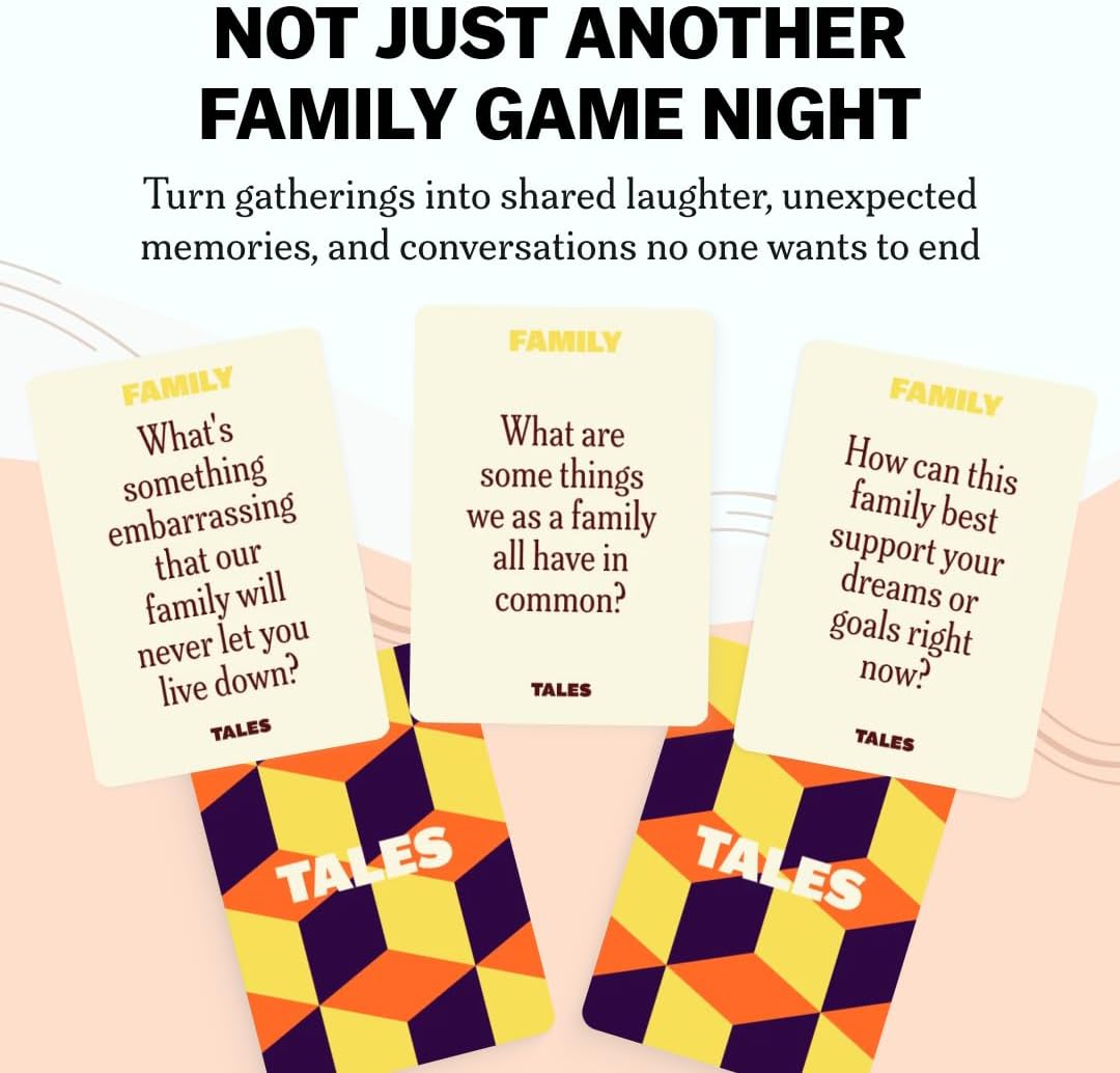 TALES 150 Conversation Cards, Family Edition, Perfect for Family Games for Adults, Teens, and Kids, Family Dinners, Game Nights, Gifts, Holidays, and Gatherings, Prompts for Meaningful Connections Nirvana Guru