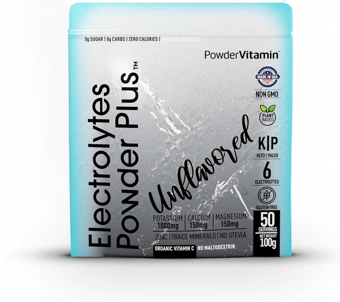 PowerVitamin Lemonade Electrolytes Powder No Sugar for Daily Energy - Keto Electrolytes - Hydration Powder with 1000mg Potassium, 120mg Calcium, Magnesium, Organic Vitamin C, 100 Servings