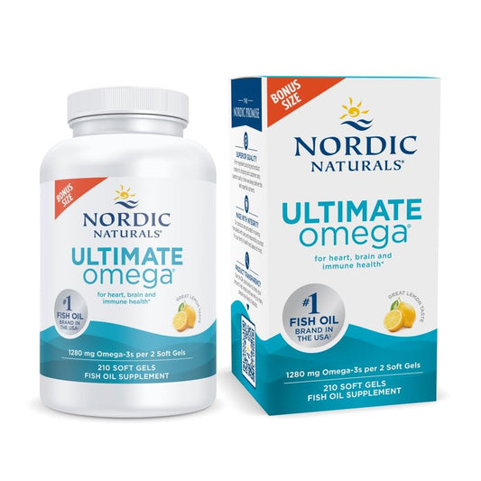 Nordic Naturals Ultimate Omega, Lemon Flavor - 90 Soft Gels - 1280 mg Omega-3 - High-Potency Omega-3 Fish Oil Supplement with EPA & DHA - Promotes Brain & Heart Health - Non-GMO - 45 Servings - Nirvana Guru