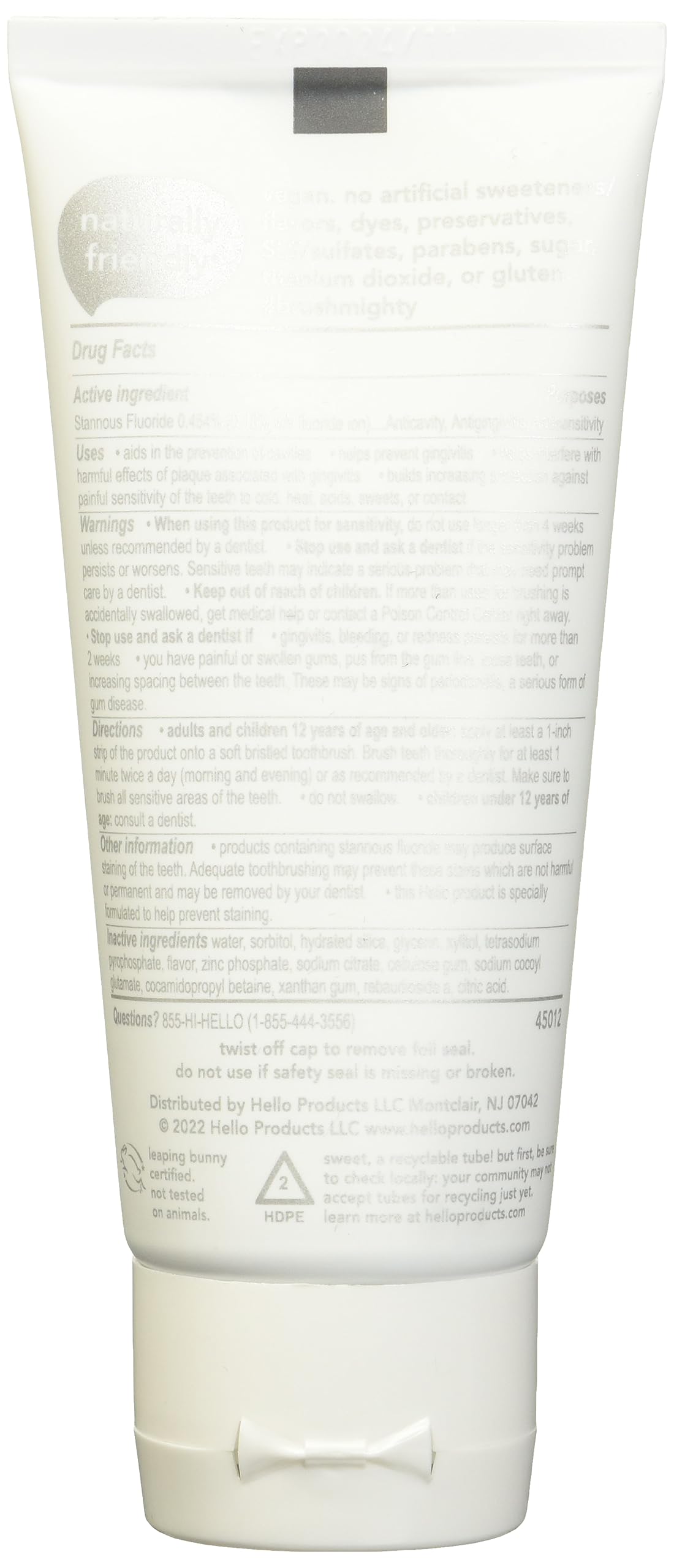 hello Mighty Multitasker Fluoride Toothpaste, 8-in-1 Toothpaste with Minty Flavor, Anticavity, Antigingivitis, Antisensitivity, Strengthens Enamel and Whitens, 2 Pack, 4.0 Oz Tubes Nirvana Guru