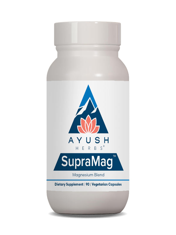 Ayush Herbs SupraMag - Magnesium Blend, 400mg Magnesium Complex Supplement with Chelated Magnesium Bisglycinate, Citrate, Ororate for Sleep, Energy, & Brain Health - 90 Vegetarian Capsules (1 Count) Nirvana Guru