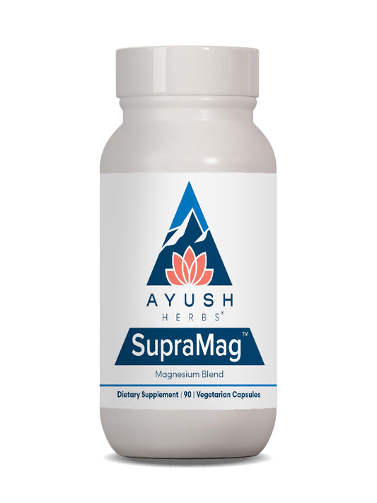 Ayush Herbs SupraMag - Magnesium Blend, 400mg Magnesium Complex Supplement with Chelated Magnesium Bisglycinate, Citrate, Ororate for Sleep, Energy, & Brain Health - 90 Vegetarian Capsules (1 Count) Nirvana Guru