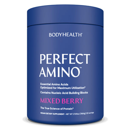 BodyHealth PerfectAmino Powder - BCAA and EAA Powder for Pre and Post Workout - Amino Acid Energy Drink for Men and Women to Support Lean Muscle and Recovery - Strawberry - 30 Servings Nirvana Guru