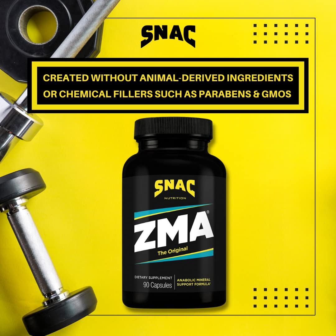 SNAC ZMA The Original Recovery & Sleep Supplement, Promotes Muscle Recovery, Immune Support & Restorative Sleep with Zinc, Magnesium & Vitamin B6 (90 Veggie Capsules) Nirvana Guru