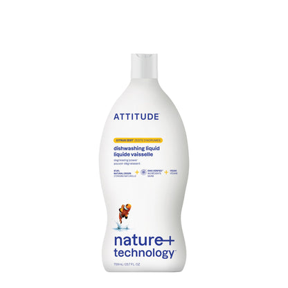ATTITUDE Dish Soap, EWG Verified, Plant-Based & Vegan Dishwashing Liquid, Naturally Derived, Unscented, 23.7 Fl Oz Nirvana Guru