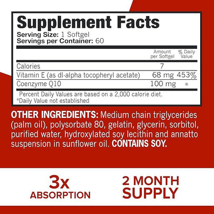 Qunol Ultra CoQ10 100mg Softgels- 3x Better Absorption, Antioxidant for Heart Health & Energy Production, Coenzyme Q10 Vitamins and Supplements, 3 Month Supply, 90 Count