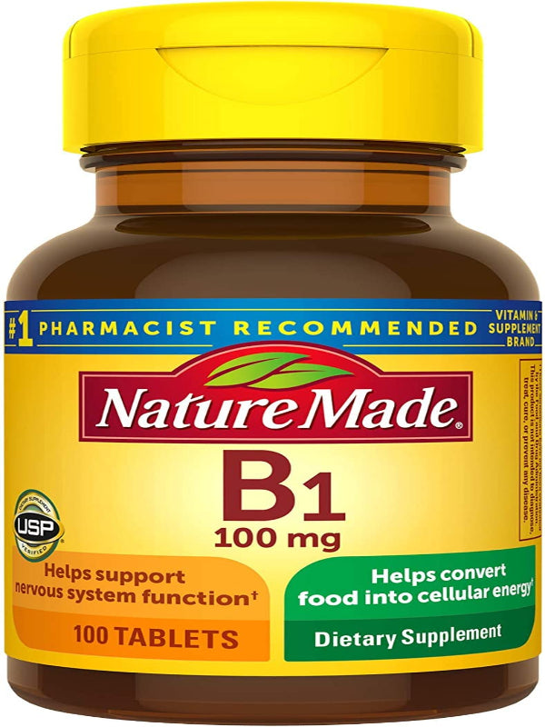 Nature Made Vitamin B1 100 mg, Dietary Supplement for Energy Metabolism Support, 100 Tablets, 100 Day Supply - Nirvana Guru