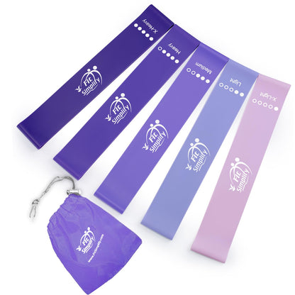 Fit Simplify Resistance Loop Exercise Bands with Instruction Guide and Carry Bag, Set of 5 Nirvana Guru