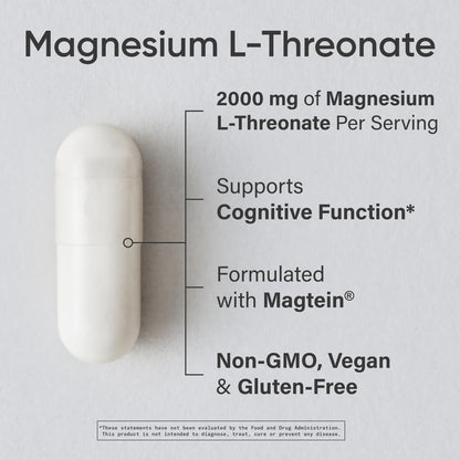 Sports Research Magtein Magnesium L-Threonate Capsules - Magnesium Supplement for Memory, Focus & Cognition - Magnesium L Threonate Supports Brain Health, Sleep & Mood - 2000mg, 90 Capsules for Adults - Nirvana Guru