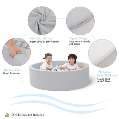 Foam Ball Pit, 35.4"x 11.8" Ball Pits for Toddlers, Soft Round Kiddie Baby Playpen Ball Pool for Kids, Ideal Gift for Babies Indoor and Outdoor Game, Grey, (Balls not Included) Nirvana Guru
