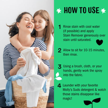 Molly's Suds Stain Remover Spray | Gentle Yet Powerful, Great for Baby & Pet Stains | Clean, Simple Ingredients (Fragrance Free) (16 Fl Oz (Pack of 2)) Nirvana Guru
