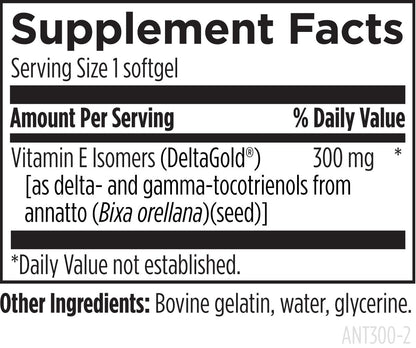 Designs for Health Annatto-E 300mg Tocotrienols Vitamin E - Delta + Gamma Tocotrienols to Support Heart Health, Eye Health, Healthy Aging - DeltaGold Antioxidants Supplement (60 Vitamin E Softgels) Nirvana Guru