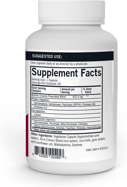 Kirkman - Biofilm Defense Disruptor and Buster - W/Lipase and Glucoamylase - Enzymes for Digestion for Men and Women - Protects Immune System - 60 Supplement Capsules - Nirvana Guru