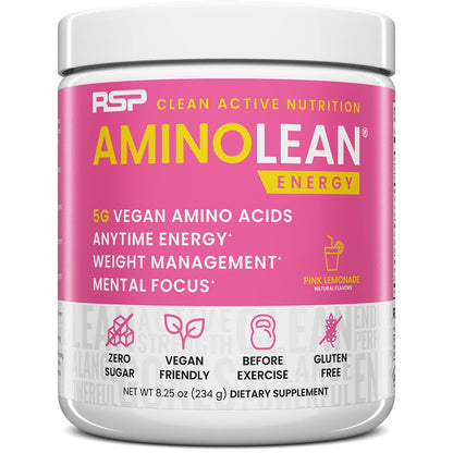 RSP NUTRITION AminoLean Pre Workout Powder, Amino Energy & Weight Management with Vegan BCAA Amino Acids, Natural Caffeine, Preworkout Boost for Men & Women, 30 Serv, Pink Lemonade… Nirvana Guru