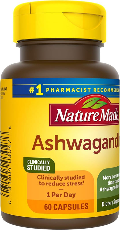 Nature Made Ashwagandha Capsules 125mg for Stress Support, 60 Capsules, 60 Day Supply - Nirvana Guru