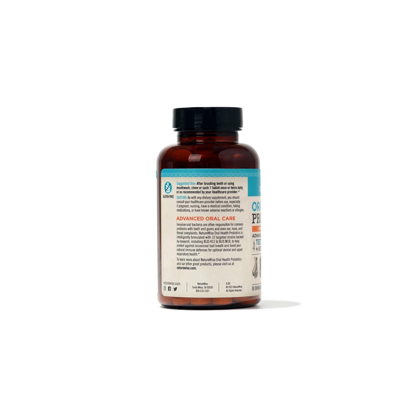 NatureWise Oral Probiotics for Teeth & Gums & Fresh Breath* - Chewable Sugar-Free Mint Tablet - Dental Support for Kids & Adults w/ BLIS K12 & M18 - Non-GMO - 50 Count[50-Day Supply] - Nirvana Guru