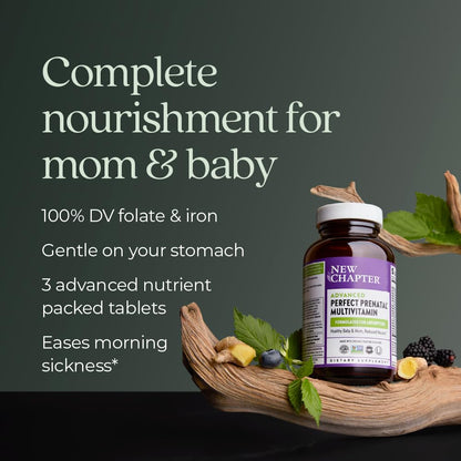 New Chapter Advanced Perfect Prenatal Vitamins, 270ct, Made with Organic, Non-GMO Ingredients for Healthy Baby & Mom - Folate (Methylfolate), Whole-Food Fermented Iron, Vitamin D3 + Ginger Nirvana Guru