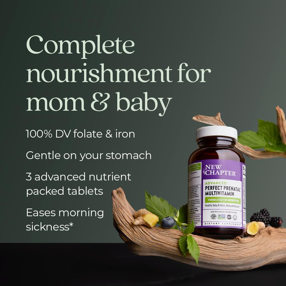 New Chapter Advanced Perfect Prenatal Vitamins, 270ct, Made with Organic, Non-GMO Ingredients for Healthy Baby & Mom - Folate (Methylfolate), Whole-Food Fermented Iron, Vitamin D3 + Ginger Nirvana Guru