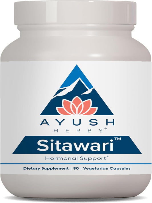 Ayush Herbs Sitawari - Shatavari Capsules for Women, Shatavari Root Supplement, Hormone Balance for Women, Natural Female Reproductive Support - 90 Vegetarian Capsules (1 Count) Nirvana Guru