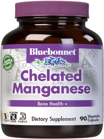 BlueBonnet Nutrition Albion Chelated Manganese, Amino Acid Chelate, Soy, Dairy & Gluten-Free, Non-GMO, Kosher Certified, Vegan, 90 Count - Nirvana Guru