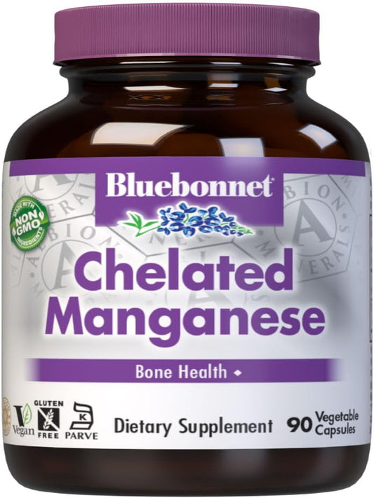BlueBonnet Nutrition Albion Chelated Manganese, Amino Acid Chelate, Soy, Dairy & Gluten-Free, Non-GMO, Kosher Certified, Vegan, 90 Count - Nirvana Guru