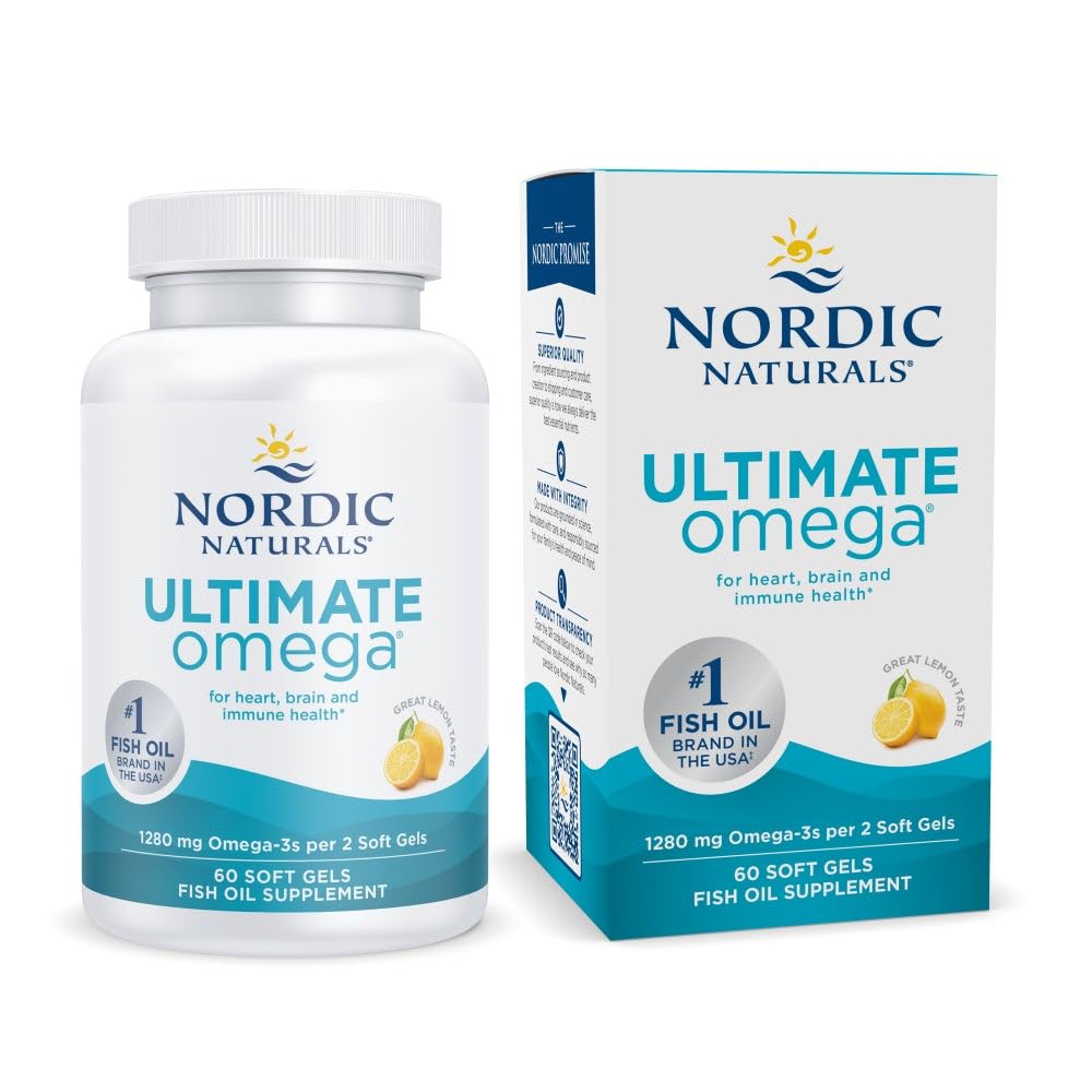Nordic Naturals Ultimate Omega, Lemon Flavor - 90 Soft Gels - 1280 mg Omega-3 - High-Potency Omega-3 Fish Oil Supplement with EPA & DHA - Promotes Brain & Heart Health - Non-GMO - 45 Servings - Nirvana Guru